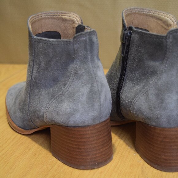 Lucky Brand Ankle Boots Gray Suede Womens Size 6 Used Chunky Heel "LK-LILYE" - Picture 2 of 11